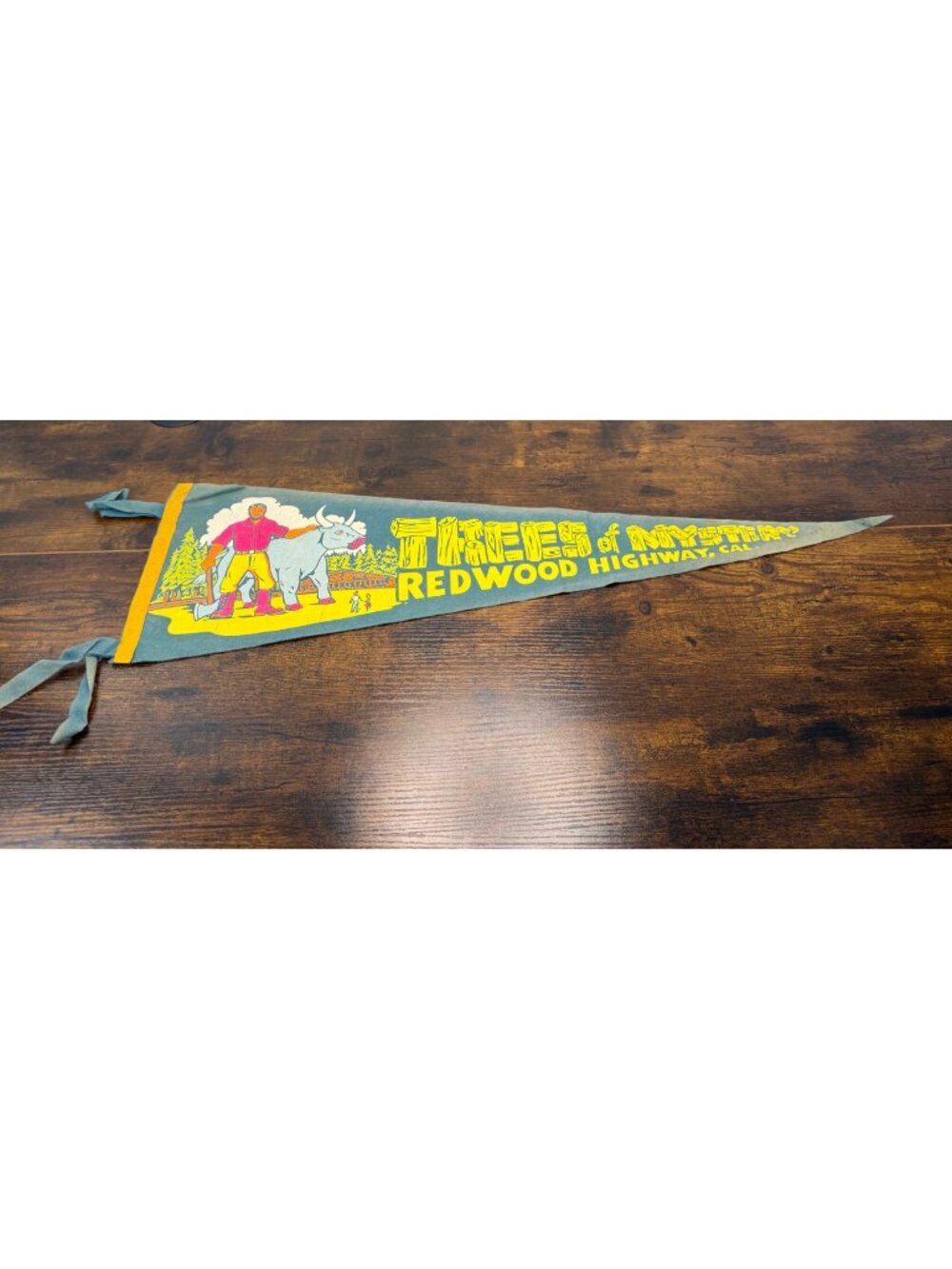 Vintage Trees Of Mystery Pennant Redwood Highway California Felt Souvenir